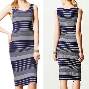 Anthropologie Maeve Edisto Bodycon Blue Stripe Dress